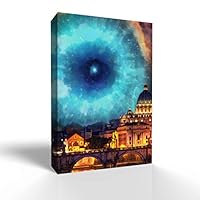 Canvas Wall Art Gorgeous City Under Space Canvas Prints Home Artwork Decoration for Living Room,Bedroom - 12x18 inches