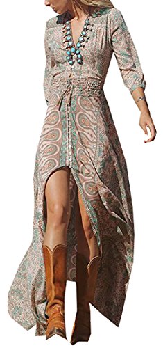 wanshiyishe v neck เดรสแขนสั้น printed