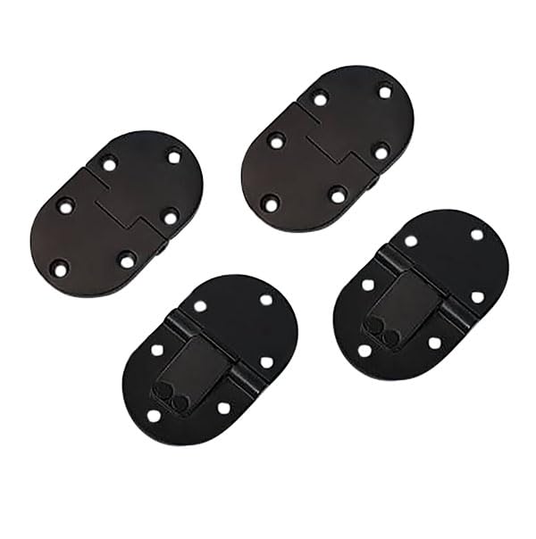 QCAA Solid Brass Butler Tray, Folding Table Hinge, 2-1/2" x 1-1/2" x 3.0 mm, Matte Black, 4 Pack, Made in Taiwan