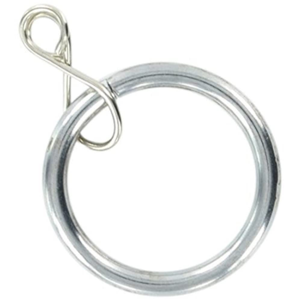 Merriway BH03217 (8 Pcs) Metal Curtain Drapery Pole Rod Rings with Loose Eye, Inner Diameter 25mm (1 inch) Outer Diameter 32mm (1.1/4 inch) Bright Chrome - Pack of 8 Pieces