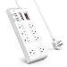 Quick Charge 3.0 Power Strip Surge Protector USB, BESTEK Multi Outlets Plug 8-Outlet 4 USB Charging Ports, 6-Foot Long Flat Angle Plug Heavy Duty Extension Cords, 900 Joule, FCC ETL Listed