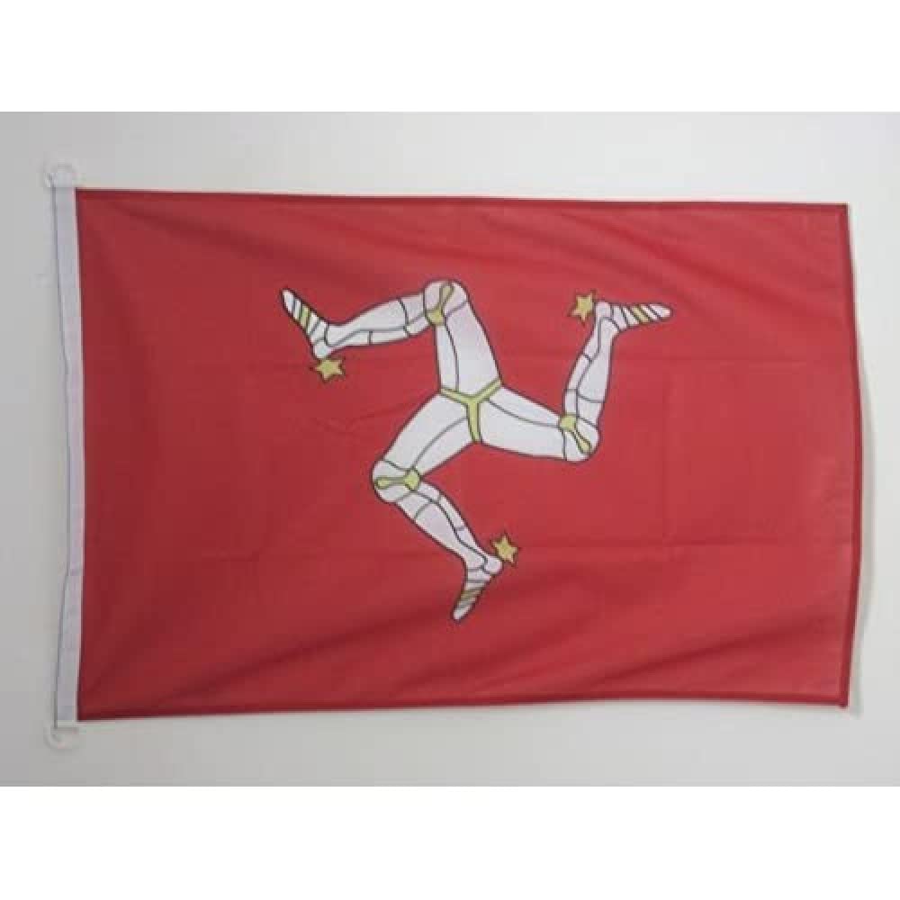 AZ FLAG - Isle of Man Flag - 2x3 Ft - For Outdoor - Manx - English Banner Knitted Polyester with Two Plastic Rings - Fade Resistant - Vivid Colors - 2' x 3' Feet - 90x60 Cm