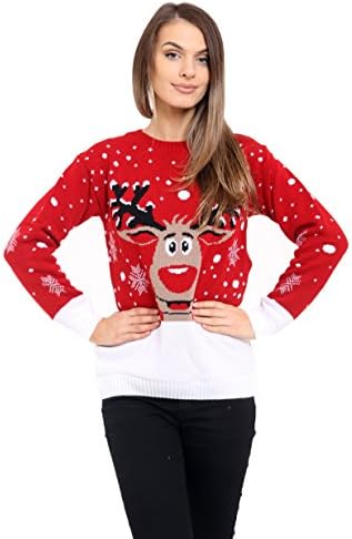 Generation Fashion Ladies Knitted Rudolph Reindeer Xmas Women’s Christmas Novelty Jumper Sweater Top Pullover