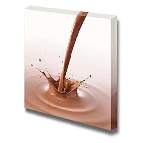 Canvas Prints Wall Art - Chocolate Milk Being Poured and Splashing | Modern Wall Decor/Home Decoration Stretched Gallery Canvas Wrap Giclee Print. Ready to Hang - 12" x 12"