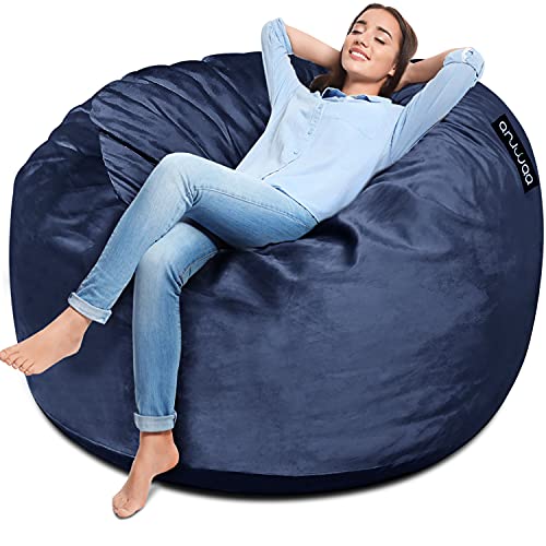 ANUWAA Bean Bag Chair, 4 Foot Memory Foam Bean Bag for Adults, Big Sofa