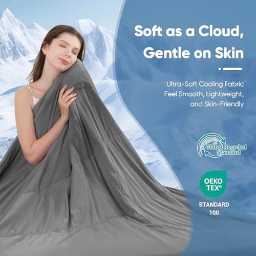 Elegear Revolutionary Cooling Comforter Queen Absorb Body Heat to Keep Cool, Cooling Blanket for Hot Sleepers Japanese Arc-Chill 3.0 Cool Tech Fabric Summer Comforter Hypo-Allergenic Cool Quilt - Gray