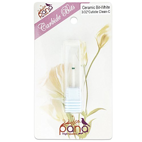 Pana 3/32" Cuticle Clean Safety Nail Ceramic White Carbide Bit (Grit: Coarse - C) for Electric Dremel Drill Machine