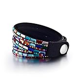 Yoshine® Fashion Leather Rhinestone Multilayer Bracelet Bangle,novelty Wrap Bracelets, Punk Folk Style Retro Bracelets,wide Leather Casual Adjustable Bracelet