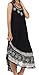 Sakkas A900 Batik Flower Caftan Tank Dress / Cover Up - Black / White - One Size