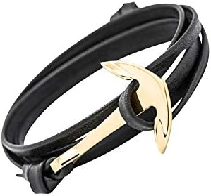 GLANZWEAR Wrap Bracelet PU Synthetic Leather with Ship Anchor in Gold Leather Gold Edition, Maritime Ankle Strap for Women and Men, Unisex Bracelet in Many Fashion