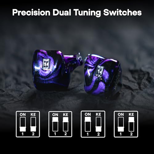 Linsoul Kiwi Ears Quartet 2DD+2BA Hybrid In-Ear Monitor, HiFi Earphones with Resin Shell Craftsmanship, Detachable EMI Cable OFC Silver Plated for Musician DJ Gaming