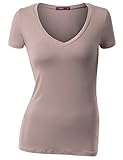 Doublju Womens Short Sleeve V-neck Basic Comfy Casual T-Shirts
