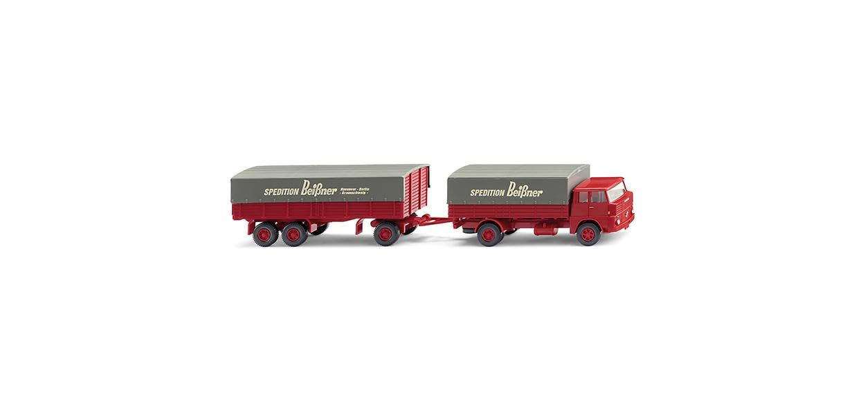 Wiking 041203 H0 Henschel Flatbed Trailer Trailer HS 14/16 Spedition Beißner