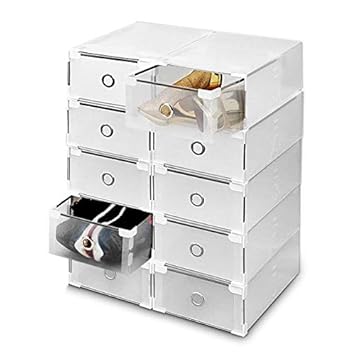 Stackable Shoe Box Plastic Shoe Organiser 10 24pcs Plastic Drawer
