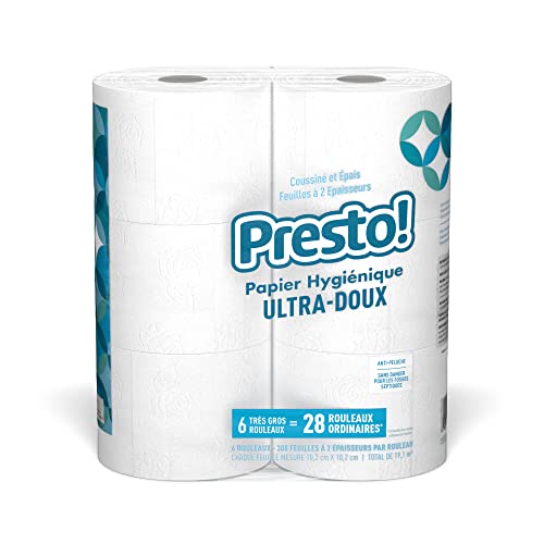 Amazon Brand Presto! 308Sheet Mega Roll Toilet Paper, UltraSoft, 6