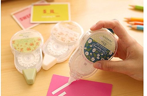 JunShop 3PCS Small Fresh Floral Correction Tape Correction Tape Office Correction Tape, Student Correction Tape