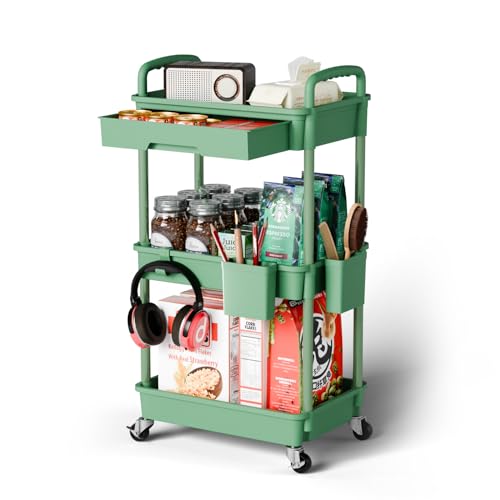 Sorgion 3 Tier Small Rolling Cart Organizer,Laundry