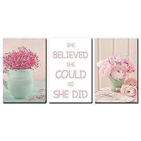 BRAND_NAME3 Panel Flowers in Vase with She Believed...