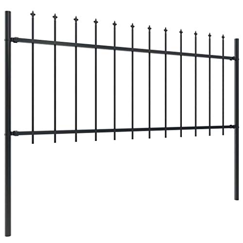 pedkit Gartenzaun mit Speerspitzen Stahl 1,7 x 0,8 m Schwarz Schmuckzaun Metallzaun Stahlzaun Gitterzaun Zaunfeld – Bild 3