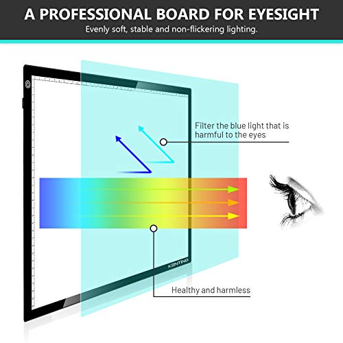 KENTING A3 Drawing Light Board, USB Power Sketch Light Pad with Stepless Adjustable Brightness, Ultra-Thin 0.2inches Copy Board for Diamond Art, Tracing, Tattoo Drawing, Sketching, Animation, Drawing