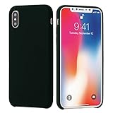 iPhone X Case, Amicool Soft Liquid Silicone Protective Cover Case with Soft Microfiber Cloth Lining Cushion for Apple iPhone X/10 5.8inch (Black)