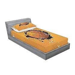 Ambesonne Basketball Fitted Sheet & Pillow Sham