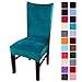 smiry Velvet Stretch Dining Room Chair Covers Soft Removable Dining Chair Slipcovers Set of 4, Peacock Green