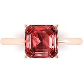 Clara Pucci 14K Solid Rose Gold 2.5 ctw Garnet Solitaire Ring for Women | Anniversary, Birthday Gift | 8.0mm Asscher Cut