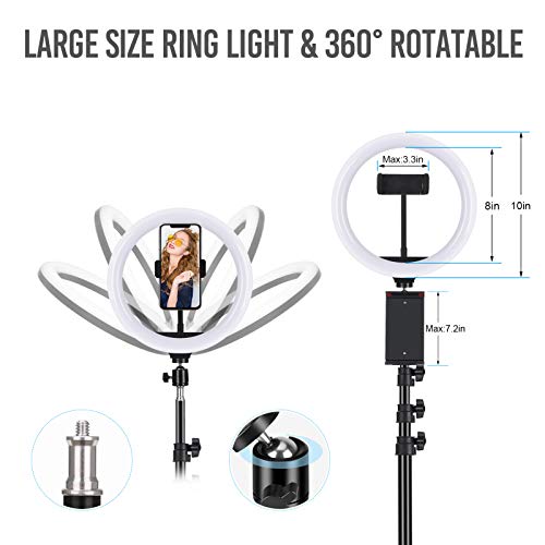 10 Zoll Ringlicht mit Stativ Handy, Selfie Ringleuchte, Live Licht, 10 Helligkeitsstufen 3 Farbe, für live Streaming… – Bild 6