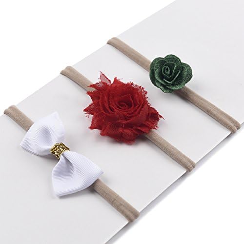 Baby Girl Flower Headband | Nylon Hair Bands - Soft Elastic Design Set of 3 (Style 7)