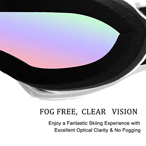 Moongo Tool Ski Goggles, Snowboard Snow Goggles for Men Women Winter Glasses OTG Design Anti-Fog 100% UV400 Protection Anti-Slip Strap Compatible for Ski Helmet, Outdoor Gear - Thumbnail 6