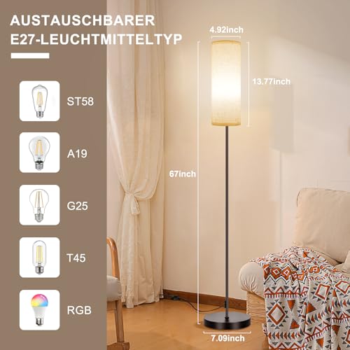 FRIDEKO HOME Floor Lamp Living Room Modern RGB Dimmable Smart Floor Lamp with Remote Control Music Mode Black Base for Office Bedroom