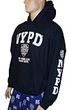 NYC FACTORY NYPD Hoodie White Sleeve Print Sweatshirt Navy Blue