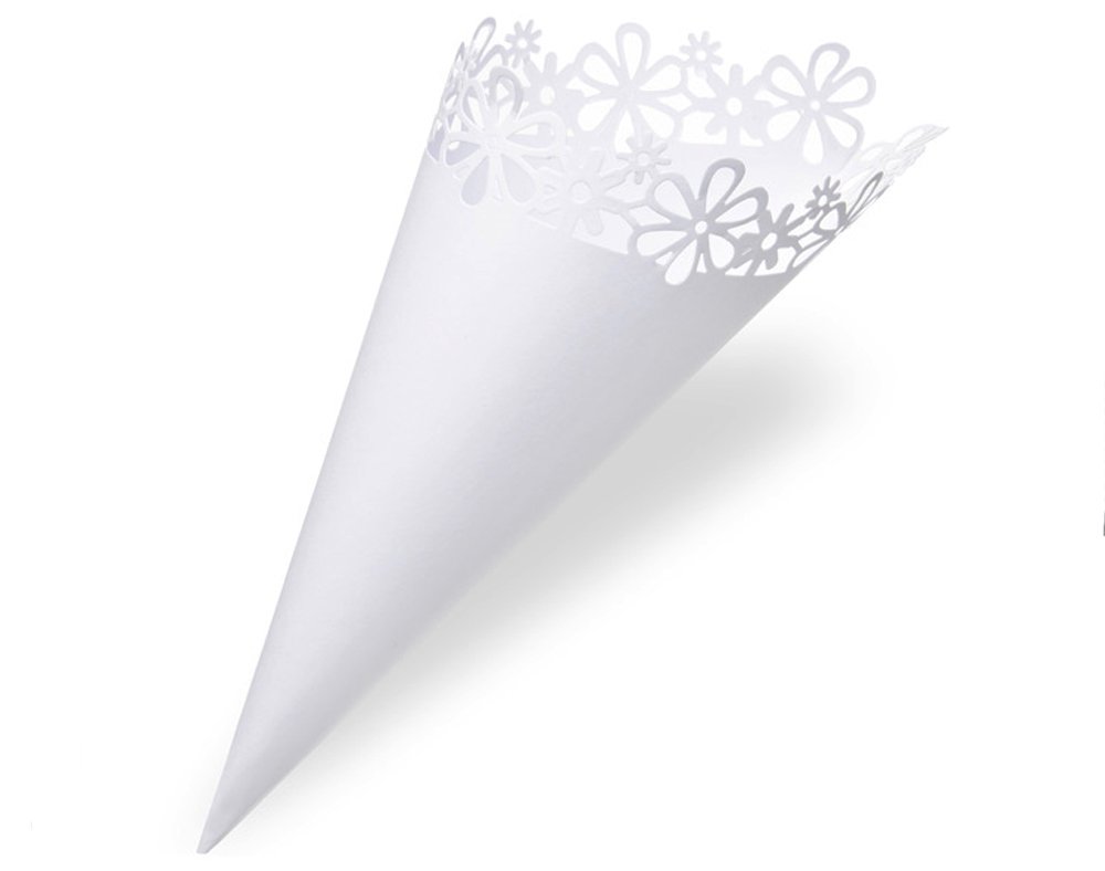 CLUB GREEN Confetti Cone Laser Flower, White, 190 mm, Pack of 10