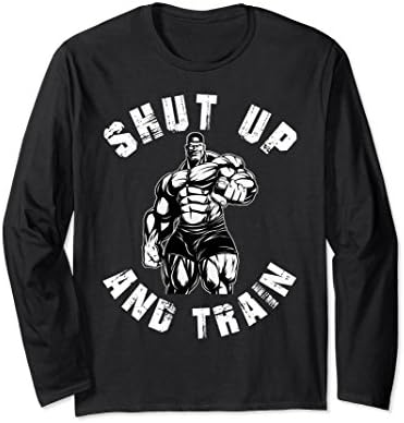 Unisex Shut'-Up And-Train,Men,Workout',Muscle-Gym-Long Sleeve Shirt 2XL Black