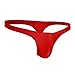 iiniim Men's Sexy Thong Underwear Low Rise Bikini T-Back G-String Ice Silk Briefs Red Medium (Waist 24.0-34.0