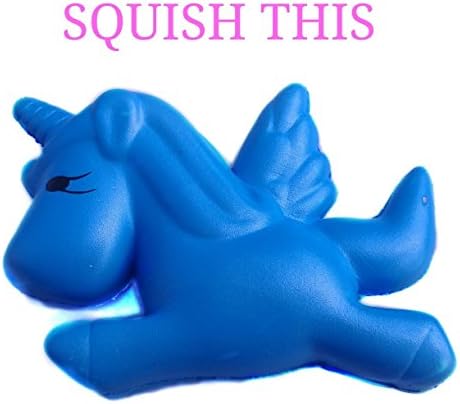 UNICORN SQUISHY BLUE JUMBO SLOW RISING SQUISHIES CUTE SCENTED CAKE TOYS FOR BOYS-GIRLS STRESS RELIEF PARTY PACK PEGASUS/HORSE KAWAII BLUE UNICORN BY LUCKY PINEAPPLE