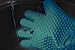 BENFLOR Grilling Gloves, Double-Layer Silicone Gloves with 3.1 Inch Extra Cuff, Cotton Oven Mitt Waterproof Non-Slip for Baking and Cooking, BBQ Heat Resistant Gloves for Grilling - Blue-1 Pair