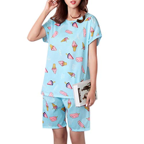 image for JJHYDZ Ice Man made fiber New Women Summer Pajamas Arranged Short Slee