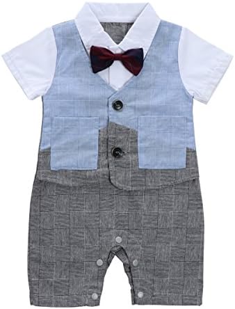 Baby Boy's Gentleman Romper Jumpsuit with Bowknot Short Sleeve