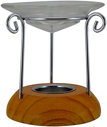 Wood Base Silver Metal Tealight Oil Warmer