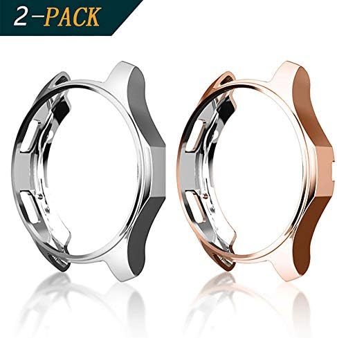 Cerike Case for Samsung Gear S3 46mm[2-Pack], Shock-Proof and Shatter-Resistant Protective Band TPU Cover Case for Samsung Gear S3 Frontier SM-R760/Galaxy Watch SM-R800(46mm, Silver/Rose Glod)