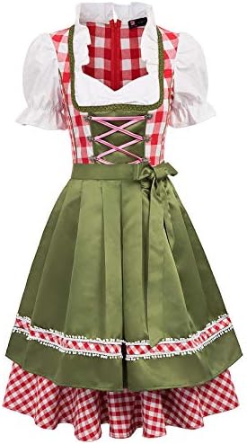Women Oktoberfest Costume German Beer Festival Costume Bavarian Wench Costume for Party(2 Pieces: Dress, Apron) 78