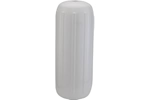 TAYLORMADE Taylor Made Big B Inflatable Boat Fender, White (10" x 26") End-to-End Line Passage Fits 5/8" Rope, Hangs Horizontally or Vertically, Ribbed Technology, Needle Valve, Marine-Grade Vinyl - 1032