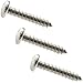 #8 x 2 Pan Head Sheet Metal Screws, Full Thread, Phillips Drive, Stainless Steel 18-8, Bright Finish, Self-Tapping, Quantity 50 Pieces by Fastenere