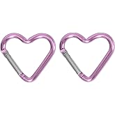 2Pcs Heart Shape Carabiner, Keychain Clips Aluminum Alloy, Light Purple for Outdoor Traveling Walking Keychain Clip Backpack Carabiner