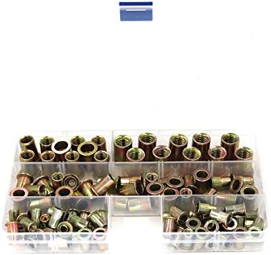 Ohaha 100pcs Mixed Zinc Plated Carbon Steel Rivet Nut Threaded Rivnut Insert Nutsert #10-24UNC 1/4"-20UNC 5/16"-18UNC 3/8"-16 UNC