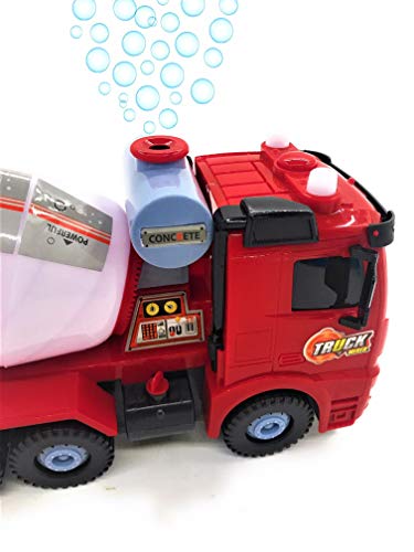 O.B Toys&Gift Bump & Go Bubble Blowing Concrete Mixer Truck Battery Operated Toy w/ Flashing LED Lights , Sounds & Bubble Blowing Action (Colors May Vary)