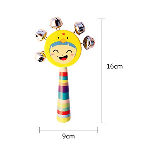 image for CiCy 6 Pcs Vivid Color Rainbow Handle Wooden Bells Jingle Stick Shaker