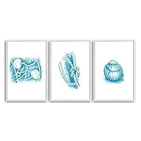 3 Piece Framed Canvas Wall Art Simple Seabed Elements Canvas Prints Home Artwork Decoration for Living Room,Bedroom - 16